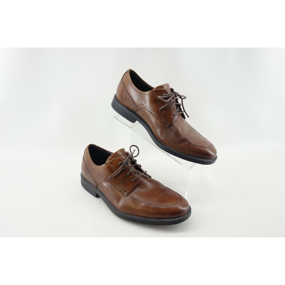 ROCKPORT DRESSPORT MEN'S 8 W US BROWN DP MODERN APRON TOE VIBRAM SOLE‎ V80651